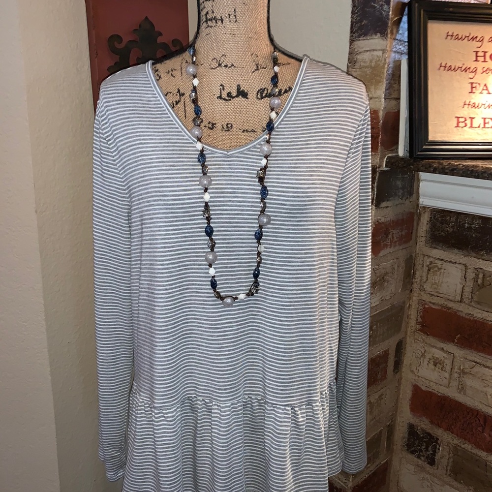 ⭐️Striped Ruffled Hemline Top